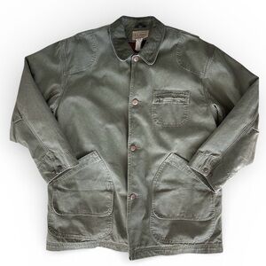VTG L.L. Bean Barn Chore Jacket Men’s XL Olive Green w/Plaid Removable Liner EUC